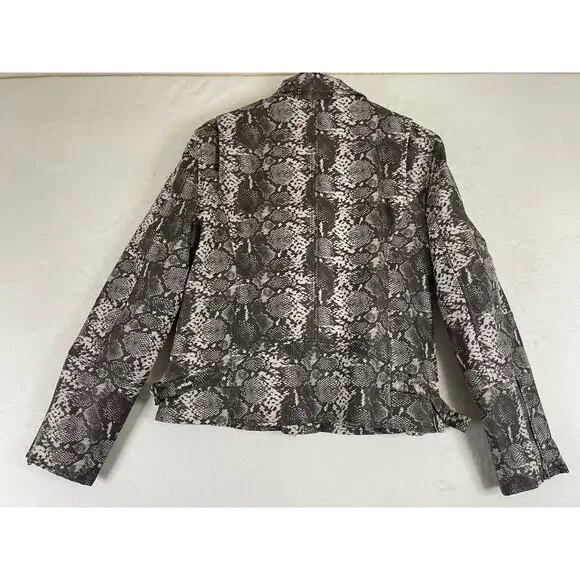 Colleen lopez Moto Jacket womens size medium Faux Leather Coat 0717 - Picture 2 of 9